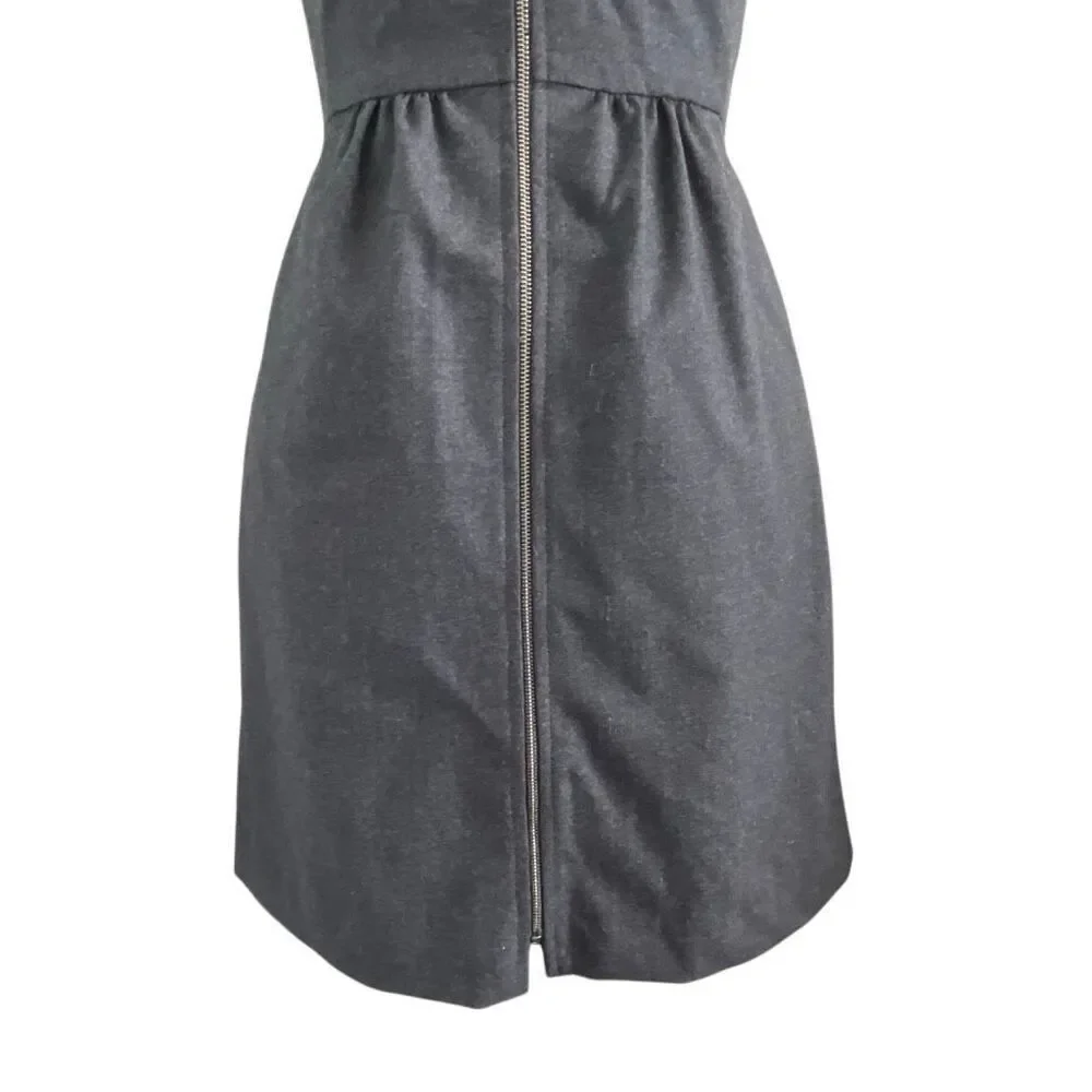 EUC! Theory Gray Wool Tank Full Front Zip Sheath Dress - Size 0 - Picture 4 of 11